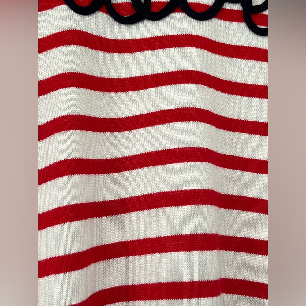 Marled LOVE Sweater Red Stripe White Crewneck Pullover Size Medium - Picture 3 of 11